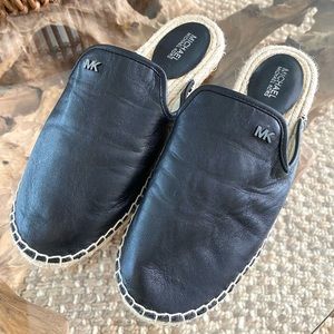 Michael Kors Black Leather Slide Sandals